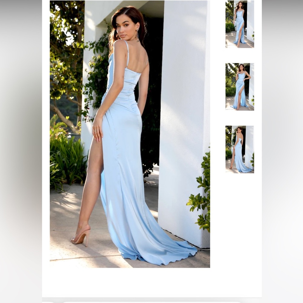 High Slit Dress- Powder Blue Size 4 sky blue
